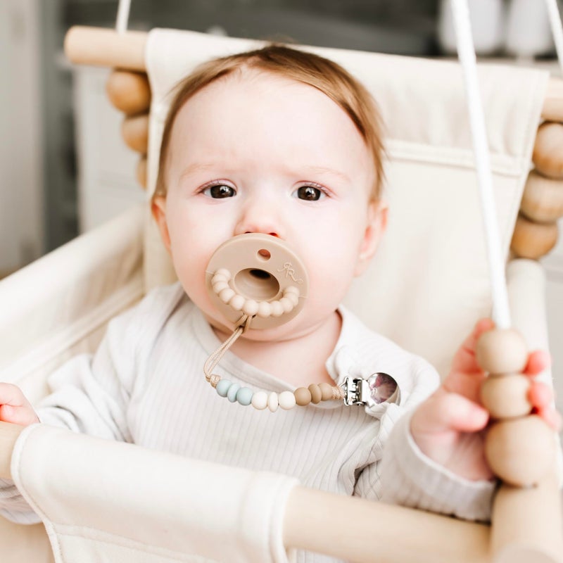 Ryan & Rose Cutie PAT All-in-One Pacifier and Teether Massaging Teething Ring and Hideaway Binky for Growing Babies (Canvas (3 Pack), Flat) - Image 4